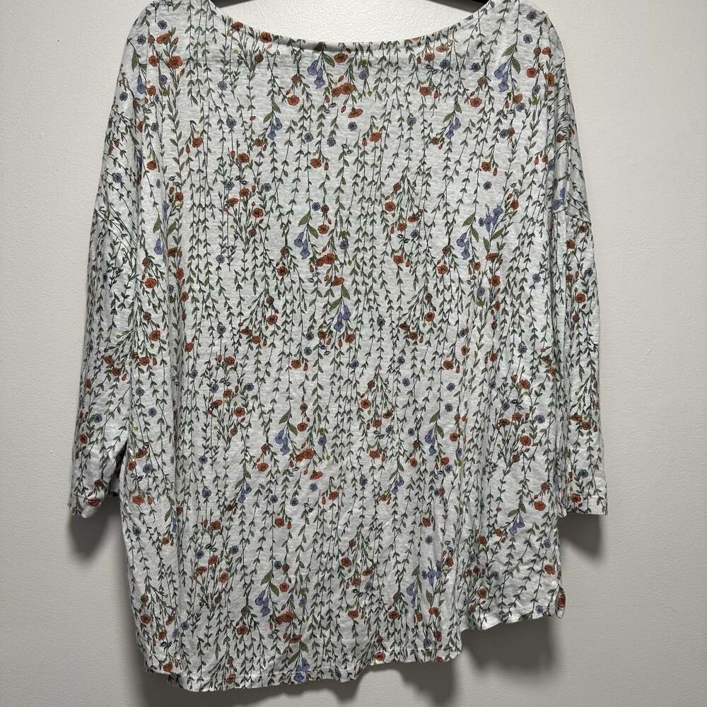 Rachel Zoe Women’s 100% Linen 3X Plus Size Flowy Floral 3/4 Sleeve Blouse - Picture 4 of 6